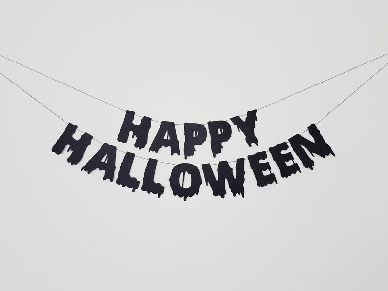 Happy Halloween Banner Spooky Halloween Banner Black image 4