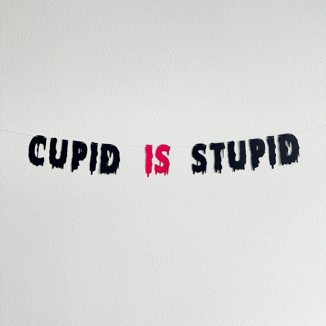 Cupid is Stupid Banner | Anti Valentine’s Day Party Decor | Red and ...