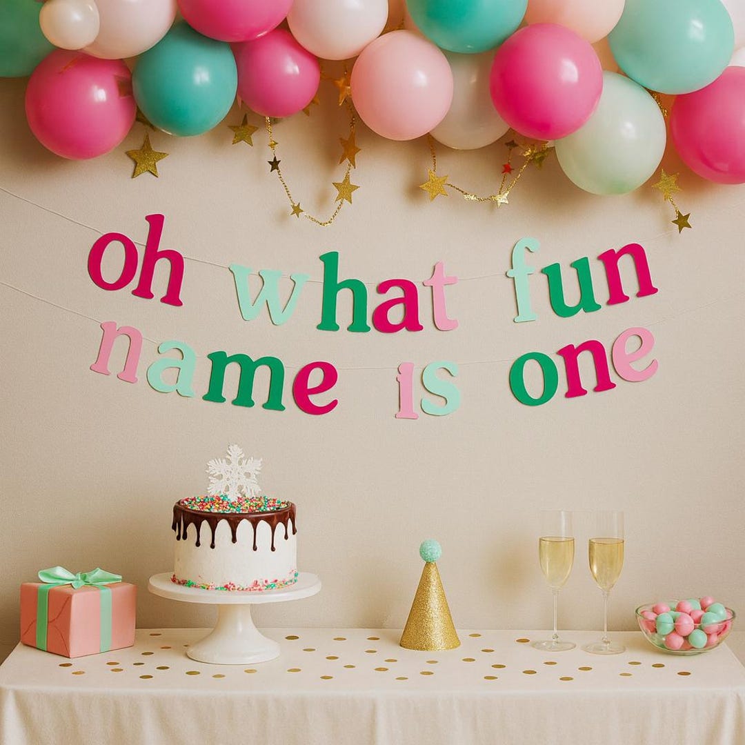 Oh What Fun I'm One Banner, Christmas 1st Birthday - Etsy