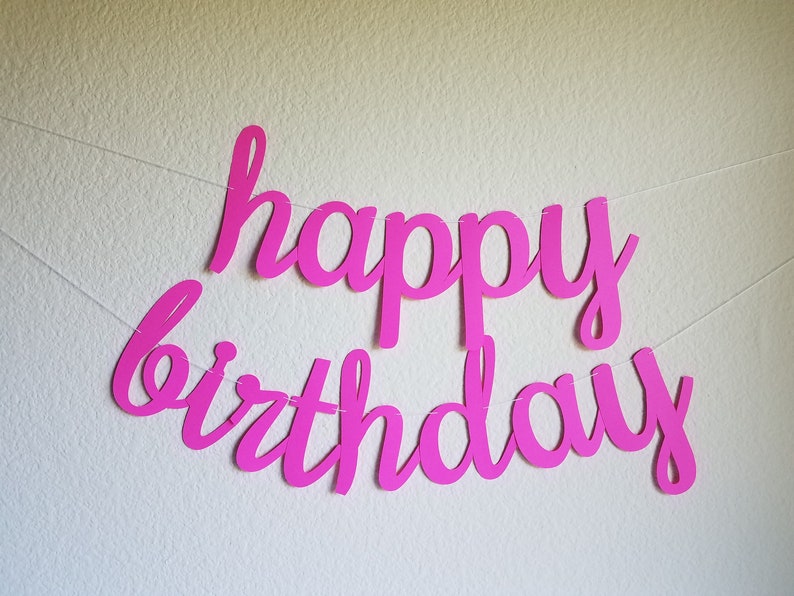 pink happy birthday banner pink cursive birthday banner
