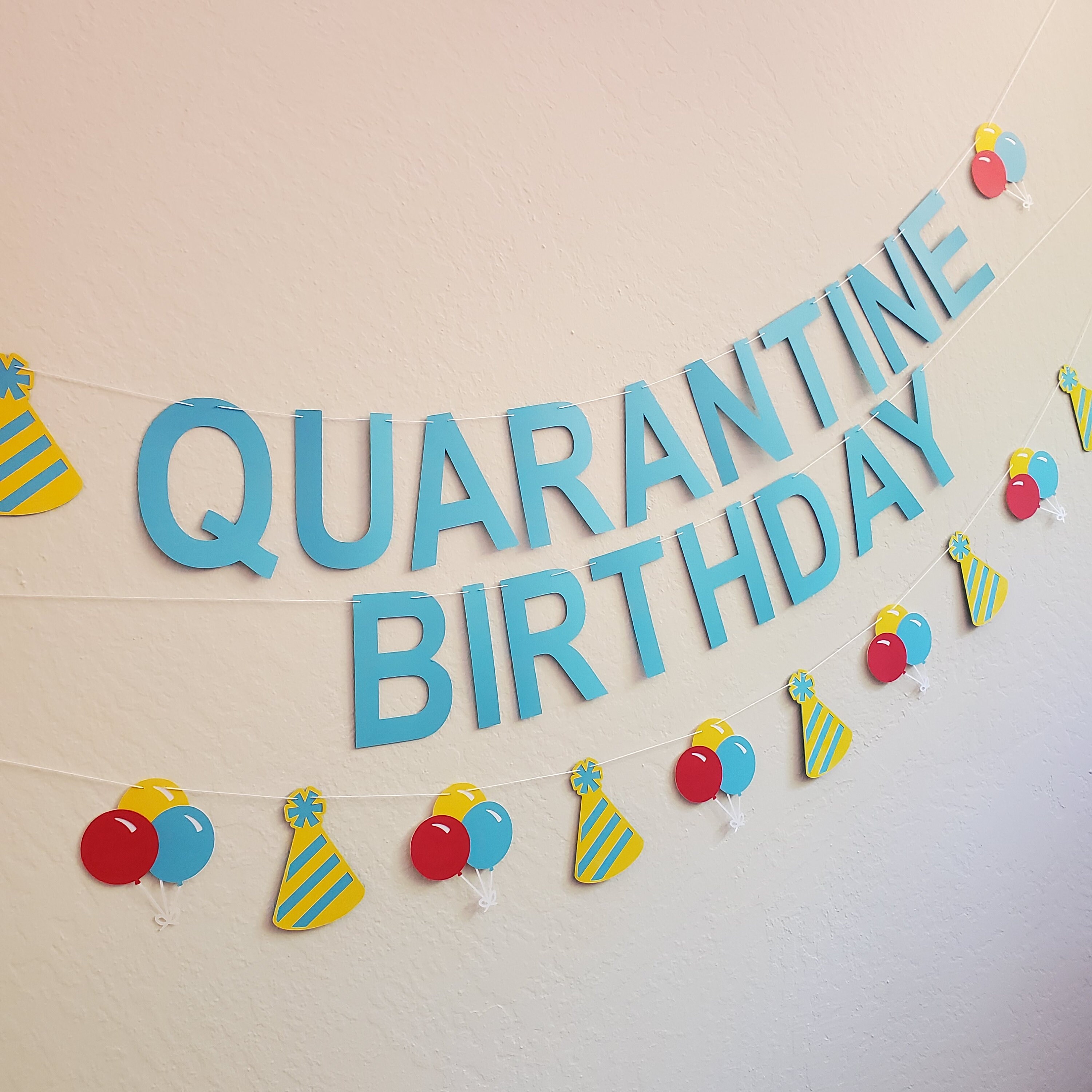 Quarantine Birthday, Blue Quarantine Banner, Quarantine Party, Quaran…