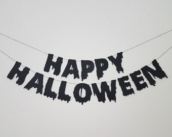 Happy Halloween Banner, Spooky Halloween Banner, Black Halloween Banner, Black Halloween Decorations, Happy Halloween Sign