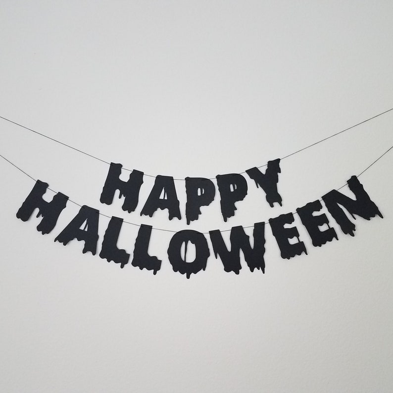 Happy Halloween Banner Spooky Halloween Banner Black image 2
