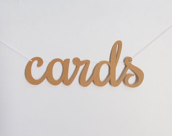 Kraft Cards Banner, Mini Cards Banner, Cards Banner, Cursive Cards Banner, Wedding Cards Banner, Small Cards Banner, Kraft Card Sign