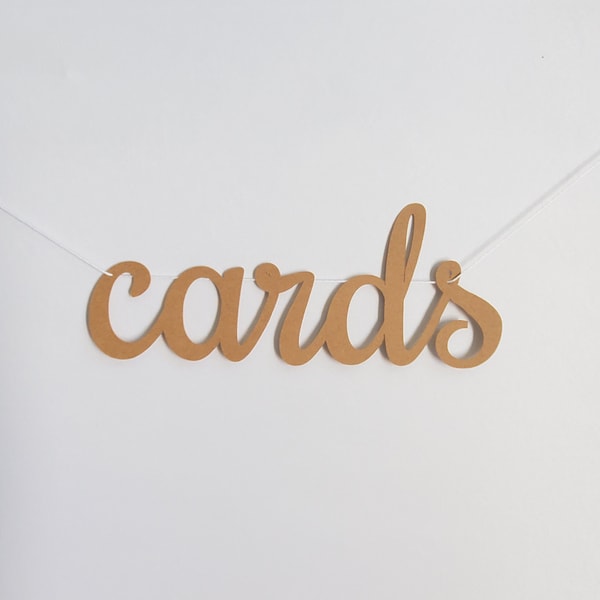 Kraft Cards Banner, Mini Cards Banner, Cards Banner, Cursive Cards Banner, Wedding Cards Banner, Small Cards Banner, Kraft Card Sign