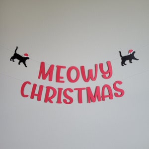 Cat Christmas Garland, Cat Christmas, Meowy Christmas Banner, Christmas Cat Banner, Cat Christmas Banner, Cat with Santa Hat image 7