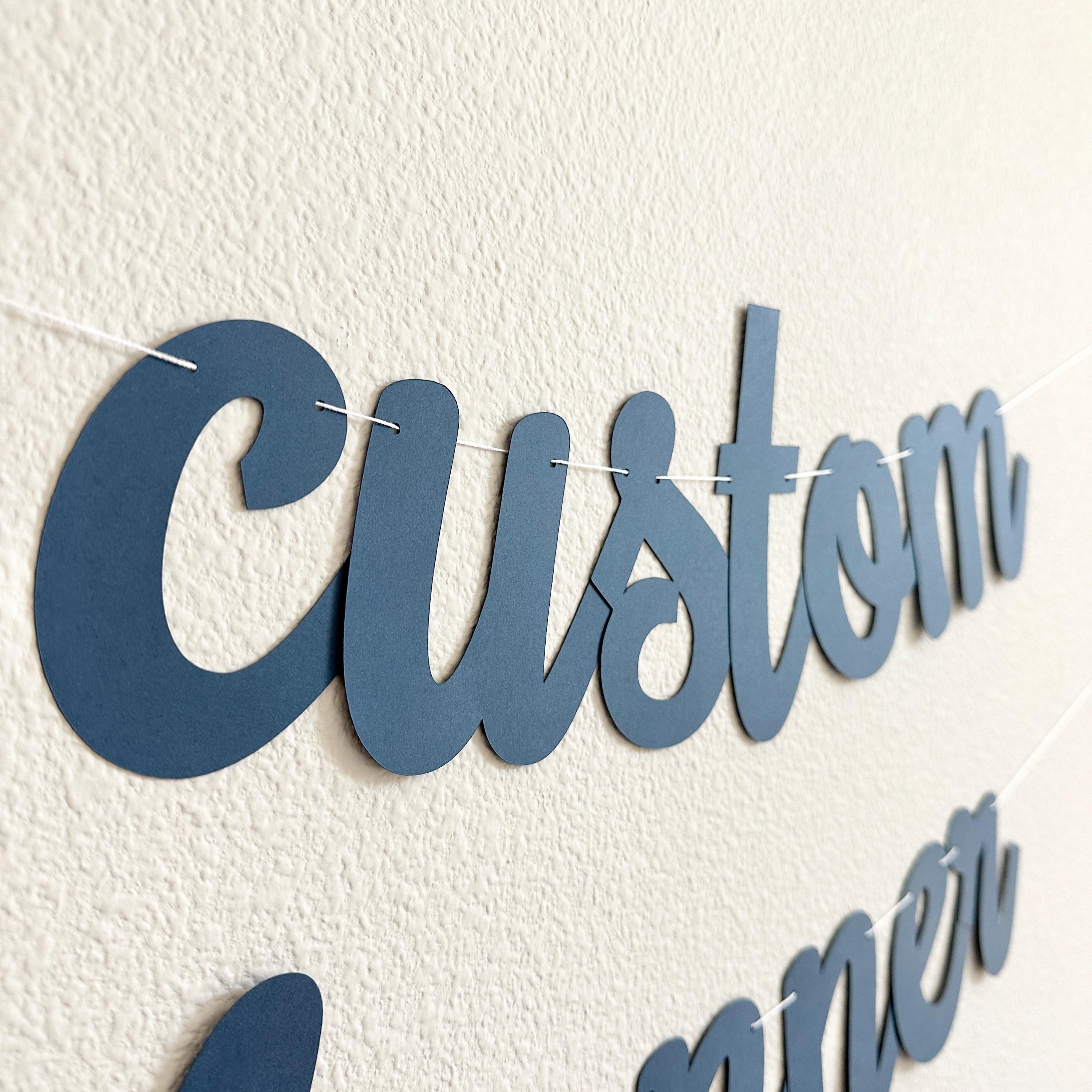 Custom Banner, Banner, Custom Navy Blue Banner, Custom Cursive Banner ...