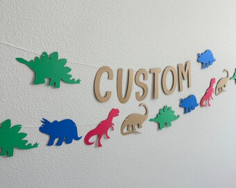 Bannière personnalisée de dinosaure, Guirlande de dinosaures, Décorations de dinosaures, Dinosaures, Fête dinosaure, Fête d'anniversaire de dinosaure, Thème dinosaure