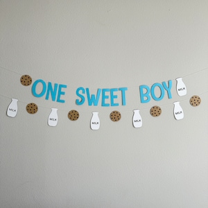 One Sweet Boy, One Sweet Boy Banner, Cookie Party Decorations, Cookies and Milk Decorations, Custom Cookie Banner, Cookie Decorations