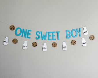 One Sweet Boy, One Sweet Boy Banner, Cookie Party Decorations, Cookies and Milk Decorations, Custom Cookie Banner, Cookie Decorations