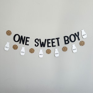 One Sweet Boy, One Sweet Boy Banner, Cookie Party Decorations, Cookies and Milk Decorations, Custom Cookie Banner, Cookie Decorations