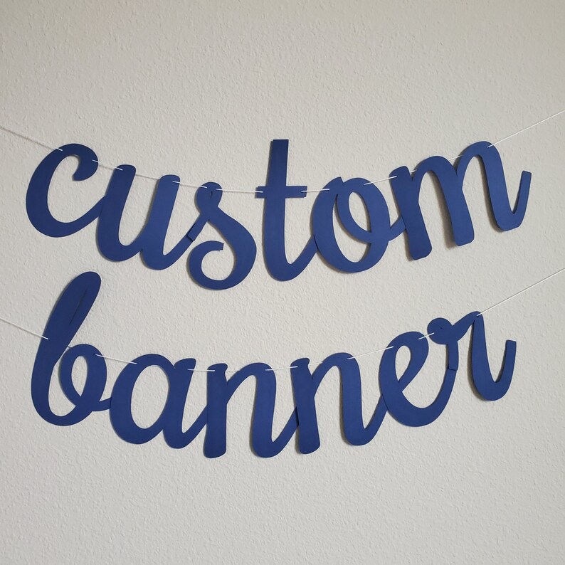 Custom Banner Banner Custom Navy Blue Banner Custom Cursive Etsy