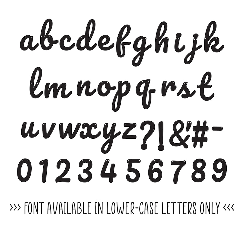 May include: A black and white image of a handwritten font in lowercase letters, numbers, and punctuation marks. The font is available in lowercase letters only.