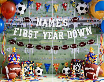 Name's First Down Banner | Football 1st Birthday Party Decor