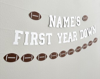 Football First Birthday Banner | "Name's First Down" Party Decor