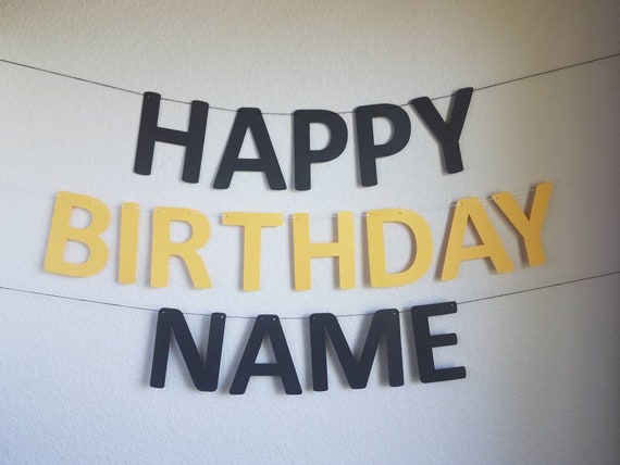 black and yellow happy birthday banner black and yellow etsy yellow happy birthday banner