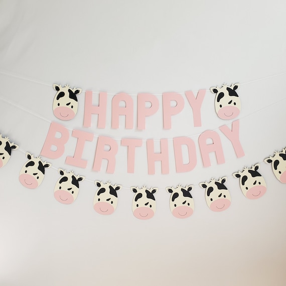 Cow Birthday Banner Cow Party Cow Birthday Party Cow Theme Etsy