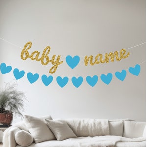 Baby Name Banner, Custom Baby Name Banner, Baby Shower Banner, Baby Boy