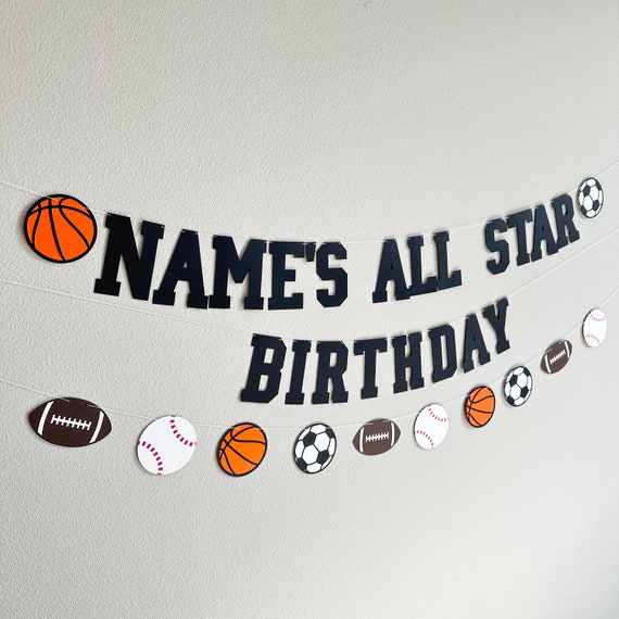 All Star Birthday, Name's All Star Birthday Banner, Sports Themed Decorations, Sports Birthday Party, Name's All Star Birthday
