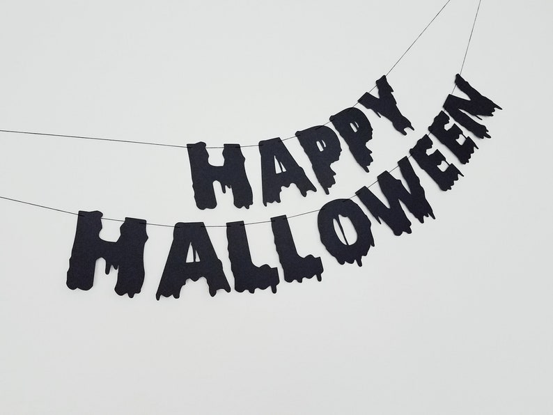 Happy Halloween Banner Spooky Halloween Banner Black image 6