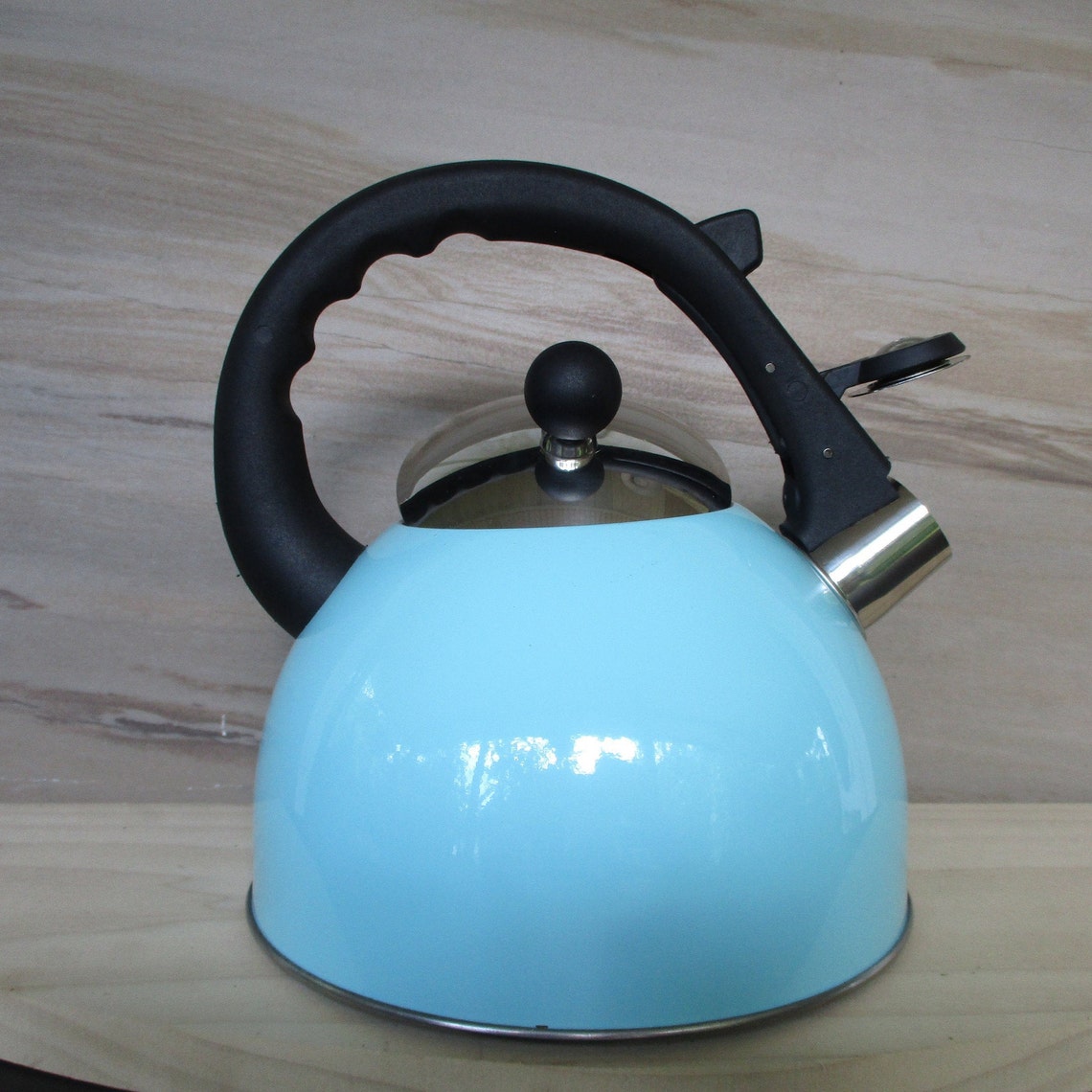 Vintage Blue Enamel Tea Kettle with Thermoplastic Etsy