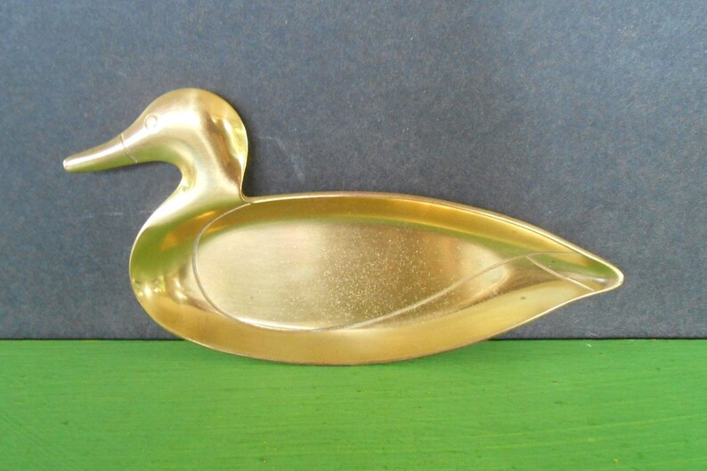 Vintage Brass Duck Trinket Dish,Ring Holder,Change Dish Jewelry Holder