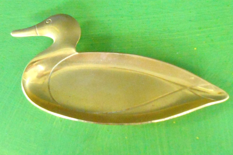 Vintage Brass Duck Trinket Dish,Ring Holder,Change Dish Jewelry Holder