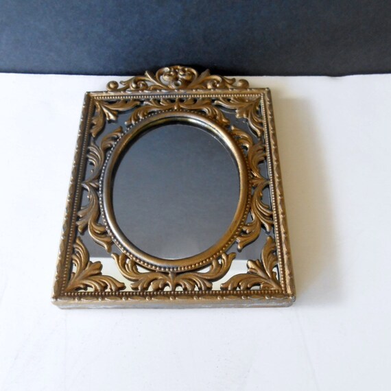 Brass Miniature Mirrorwall Decorative Mirror Vintage Oval Brass Miniature Mirror Wall Decorative Vintage Oval In Rectangle Frame Bathroom Decor Made Italy