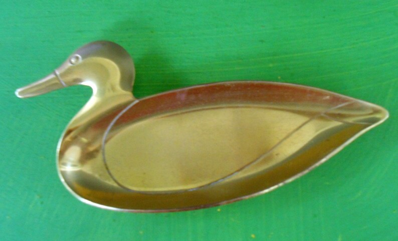 Vintage Brass Duck Trinket Dish,Ring Holder,Change Dish Jewelry Holder