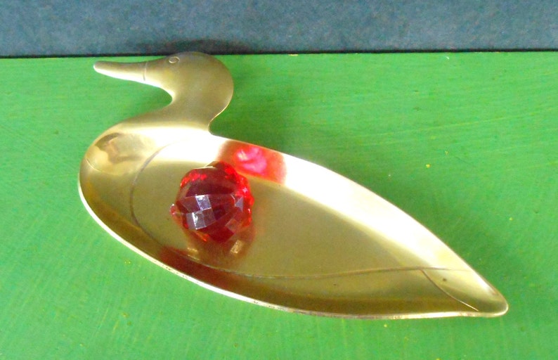 Vintage Brass Duck Trinket Dish,Ring Holder,Change Dish Jewelry Holder