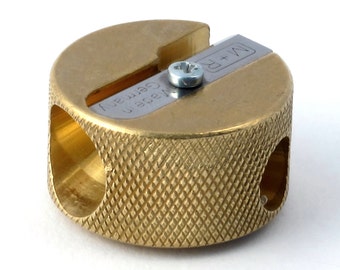 M+R NUGGET Brass Pencil Sharpener with 2 Spare Blades