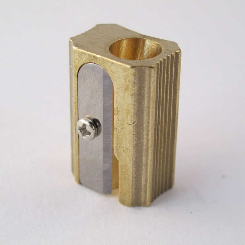 DUX EXPLORER Solid Brass Pencil Sharpener With 3 Spare Blades. Etsy