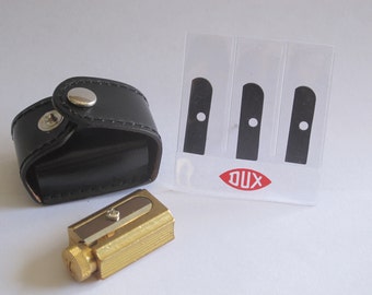 DUX BRASS VARIABLE Pencil Sharpener with 3 Spare Blades.