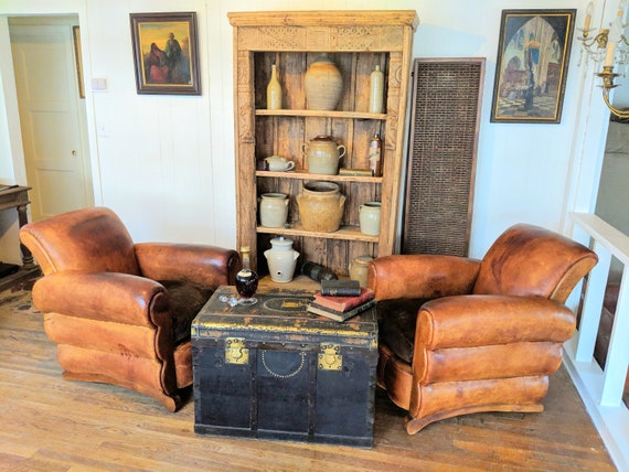Leather Club Chairs French Art Deco 1930s Le Chalet De Courchevel