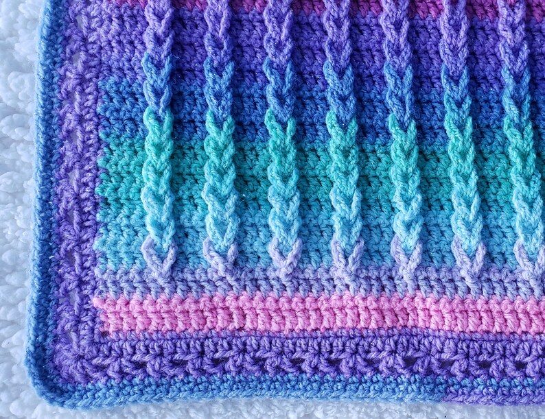 Butterfly Jacob's Ladder Baby Blanket Set Crocheted Multi Pastel Color