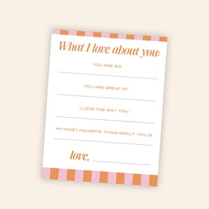 Carta de amor para impressão para o dia dos namorados, O que eu amo em você, Carta de amor para impressão para preencher os espaços em branco para o dia dos namorados