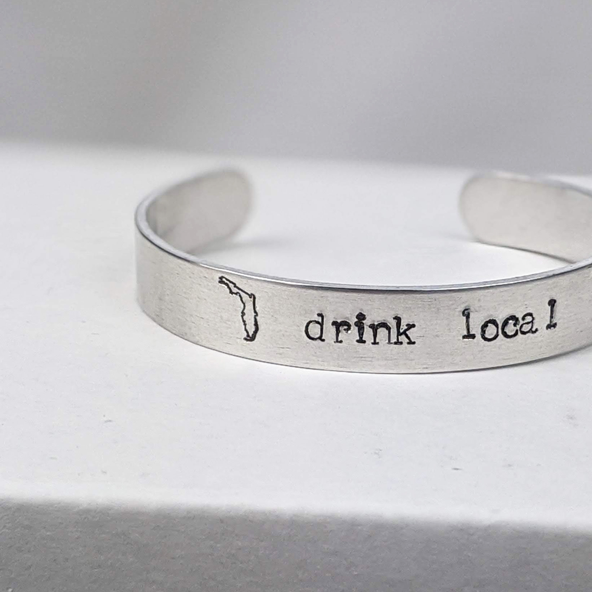 Drink Local Hand Stamped Beer Bracelet Beer Cuff Celebrating Etsy