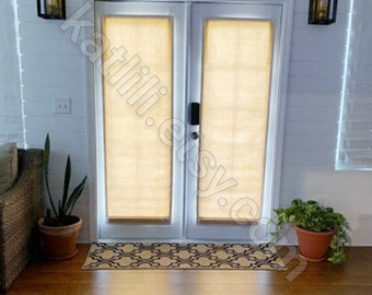 Roll up door shade - french door covers - glass door - custom curtains -door curtain -front door panel -sidelight -home decor - roman shades