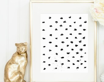Cute Polka Dot Printable / Instant Download / black dots wall art / minimalist painting / brush stroke art / simple wall art