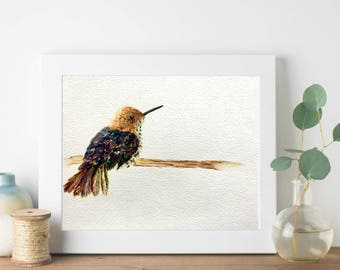 Charming Hummingbird / bird art painting / nature aesthetic / watercolor Painting / Hummingbird Wall Art / downloadable art