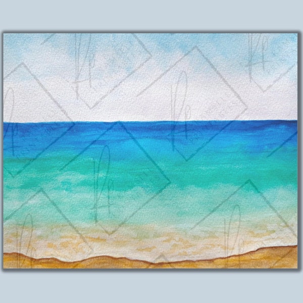 Kiss the Shore / downloadable art / ocean aesthetic / 8x10 gallery wall ideas / watercolor landscape art / original artwork watercolor /