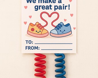 Spiral Shoelace Valentines for Kids • Non Candy Classroom Valentines (Set of 12)