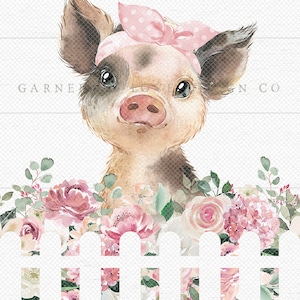 FARMHOUSE NURSERY PRINTS Rustic Nursery Art Modern Nursery Art Floral Nursery Peonies Highlander Cow Pig Lamb Pink Nursery image 5