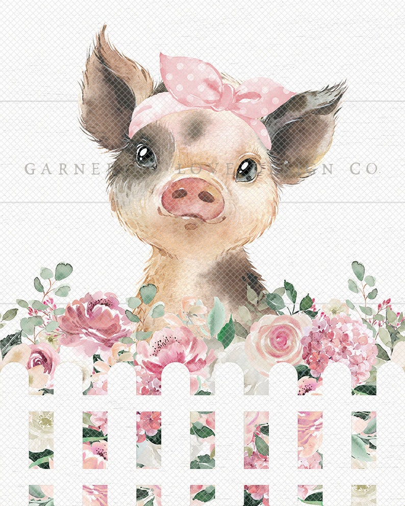 FARMHOUSE NURSERY PRINTS Rustic Nursery Art Modern Nursery Art Floral Nursery Peonies Highlander Cow Pig Lamb Pink Nursery image 5
