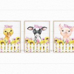 FARMHOUSE NURSERY PRINTS | Rustic Nursery Art | Modern Nursery Art | Floral Nursery | Highlander Cow | Duck | Bunny | Sunflower Nursery