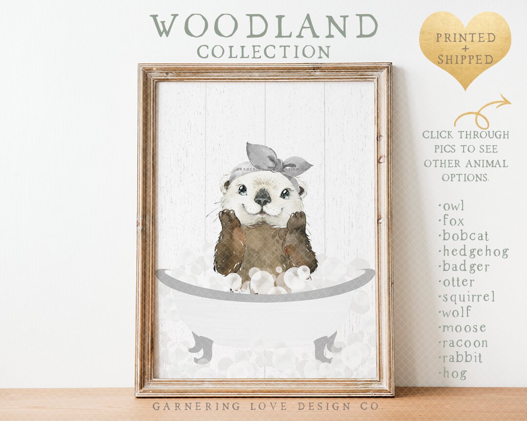 WOODLAND BATHROOM PRINTS Rustic Bathroom Art Modern Bathroom Art Baby