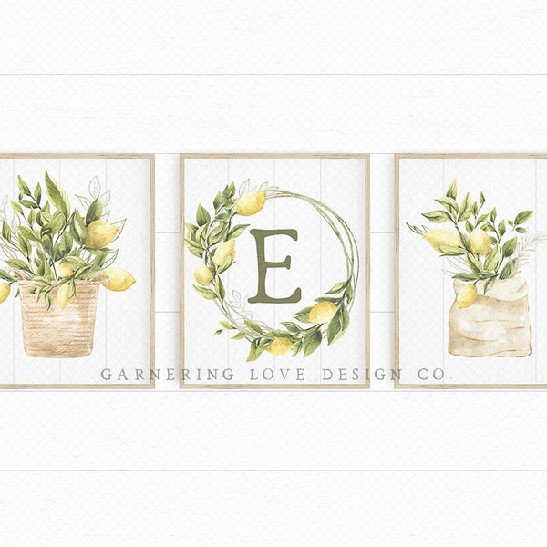 LEMON NURSERY PRINTS | Farmhouse Nursery Art | Floral Nursery | Girls Room | Yellow + Green Nursery | Rustic Nursery | Lemon Nursery