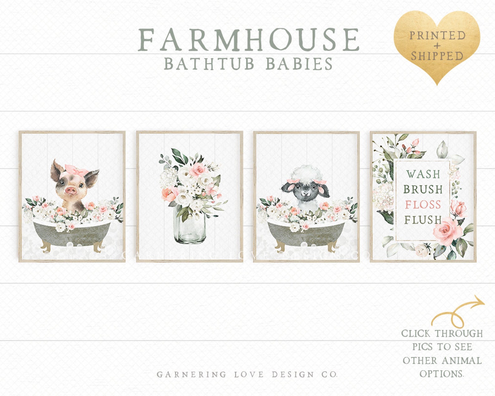 FARMHOUSE BATHROOM PRINTS Rustic Bathroom Art Modern Etsy
