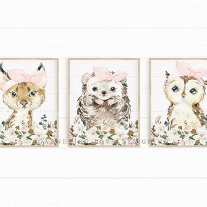 WOODLAND NURSERY PRINTS | Rustic Nursery Art | Floral Nursery | Owl | Fox | Bunny | Rabbit | Hog | Magnolias + Roses | Hedgehog | Shiplap