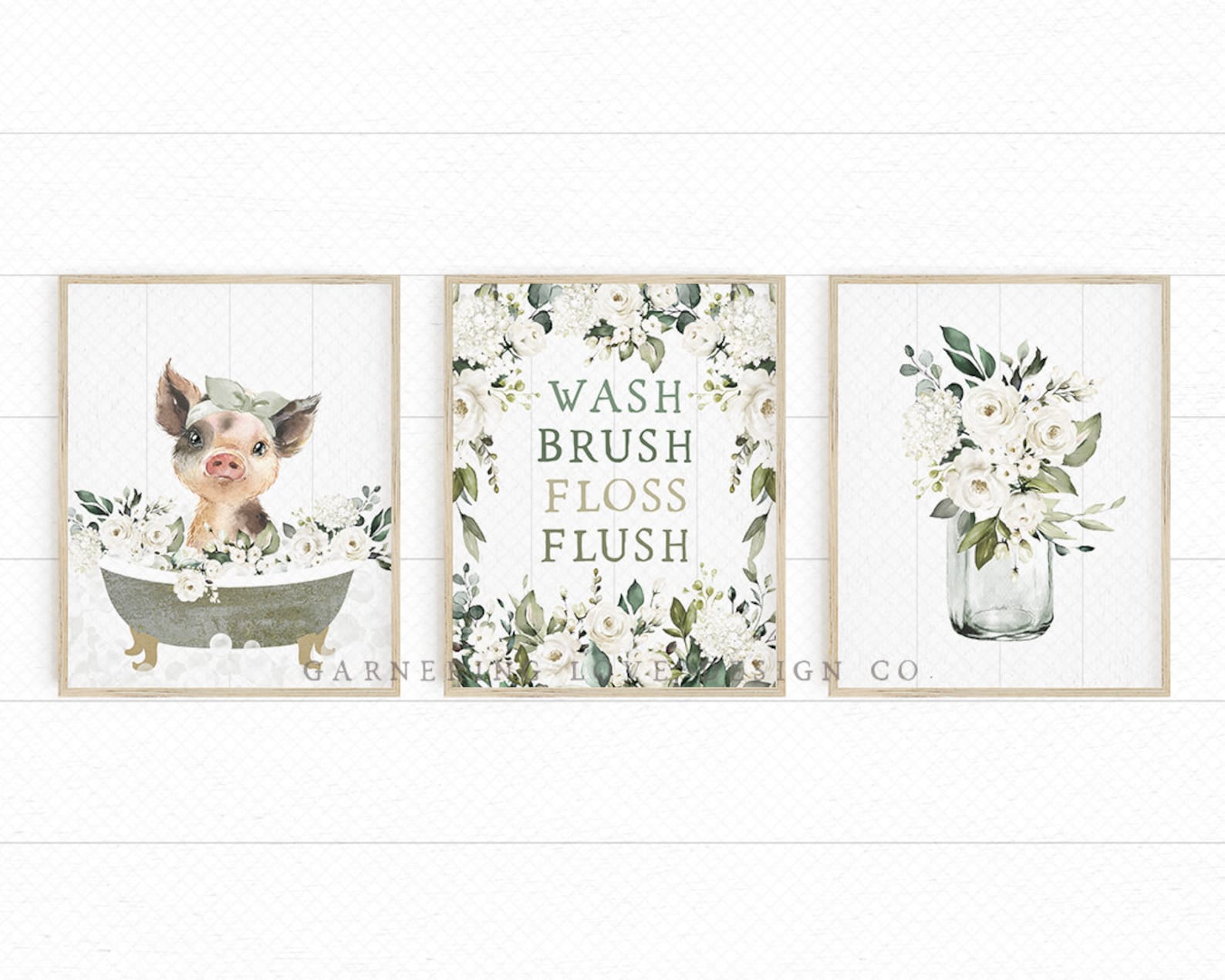 FARMHOUSE BATHROOM PRINTS Rustic Bathroom Art Modern - Etsy